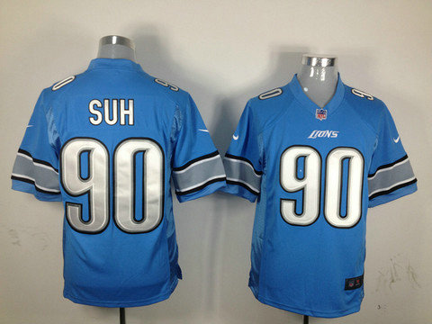 Nike NFL Detroit Lions 90 Ndamukong Suh Nike Blue Game Jerseys